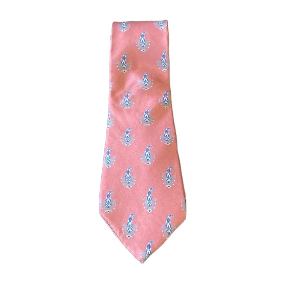Men’s Vintage Pink Paisley Patterned Christian Dior Silk Tie